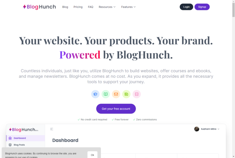 BlogHunch: Manage content & sell digital products