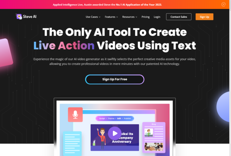 Steve.AI: Create Animation Videos Using Text